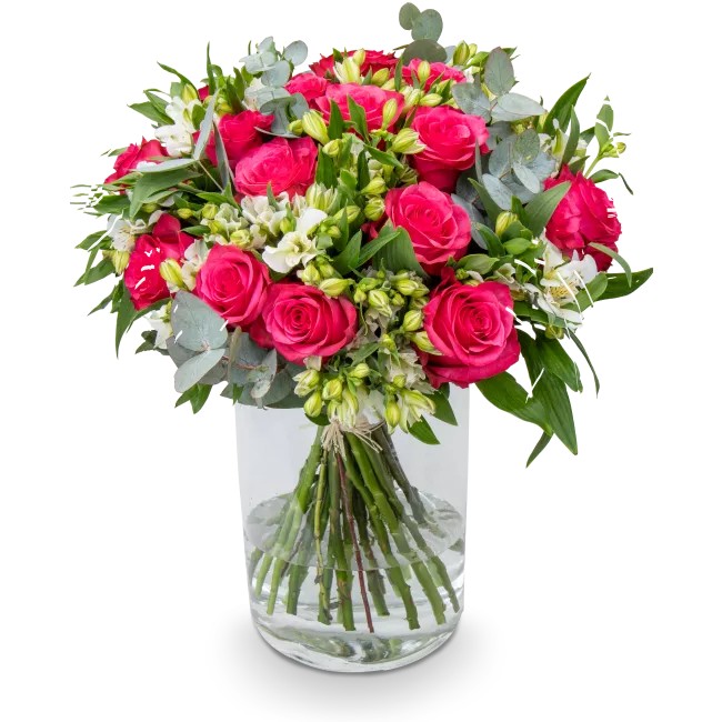 Bouquet with roses and alstromerias